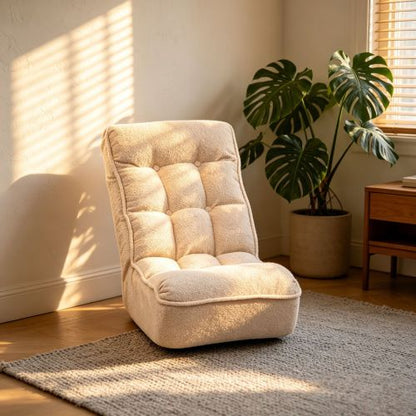 Teddy Fleece Japanese-Style 4-Segment Adjustable Floor Lazy Recliner Chair