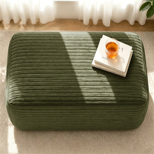 Plush Ottoman Green Corduroy Modular Sofa Extension Seat