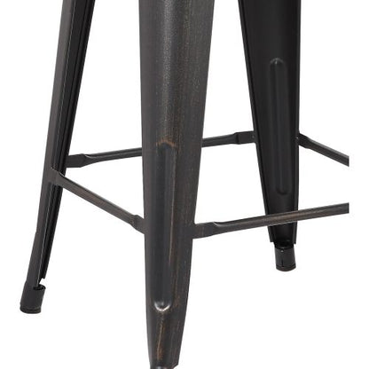 Backless Modern Light Weight Industrial Contemporary Rustic Vintage Costal Metal Bar Stools Without Back and 4 Leg Design (Set of 2) (30inch Seat, Distressed Black)