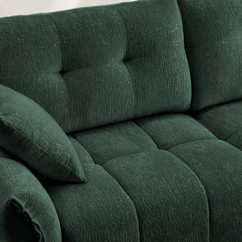 Green Chenille Matching Ottoman for 33 Sofas Sectional, Tufted Modular Footrest Seat