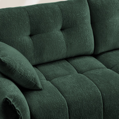 Green Chenille Matching Ottoman for 33 Sofas Sectional, Tufted Modular Footrest Seat