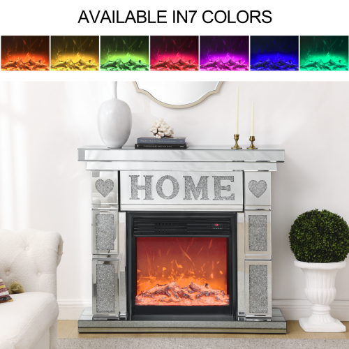 W 46" X D 12.6 X H 41 " Acrylic diamond mirror fireplace cabinet, TV fireplace cabinet