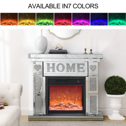 W 46" X D 12.6 X H 41 " Acrylic diamond mirror fireplace cabinet, TV fireplace cabinet