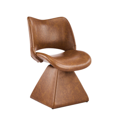 Set of 2 Swivel Dining Chairs, Modern Faux Leather High Back Accent Chairs, 33inch  Tall