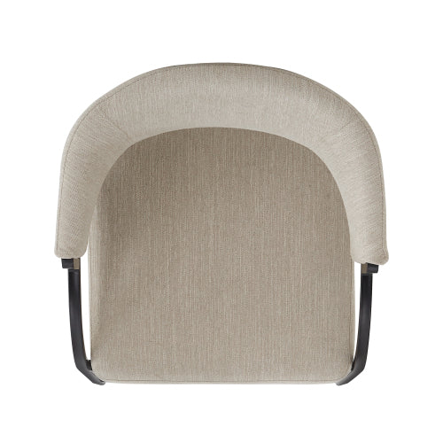 25inch  Seat Height Modern Fabric Bar Stools with Back, Black Metal Frame, Comfortable Counter Stools for Kitchen Island/Dining Room, Set of 2 (Beige)