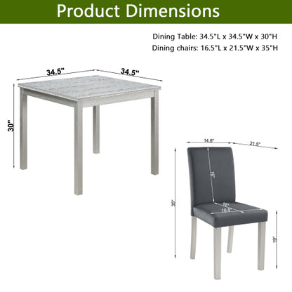 5-Piece Wooden Dining Table Set with Upholstered Chairs, Crystal Accent Square Dining Set for Kitchen & Dining Room