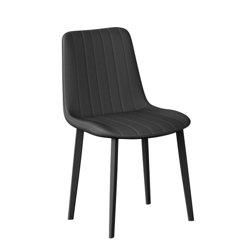Set of 4 Black PU Leather Wave Pattern Dining Chairs, Armless Metal Leg Dining Side Chairs for Kitchen & Restaurant