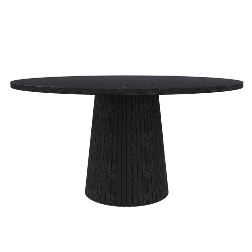 47 Inch Round Farmhouse Dining Table, Black Finish