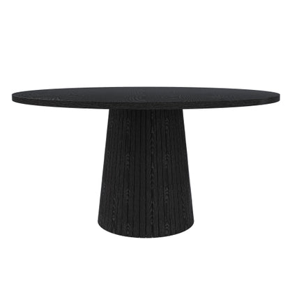 47 Inch Round Farmhouse Dining Table, Black Finish