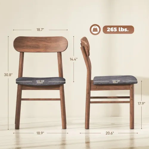 Set of 4 Curved Back Dining Chairs Linen Upholstered Kitchen Chair