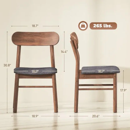 Set of 4 Curved Back Dining Chairs Linen Upholstered Kitchen Chair