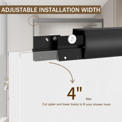 44-48 in. W x 72 in. H Double Sliding Shower Door, Semi-frameless Bypass Bathroom Sliding Door with 1/4" (6mm) Tempered Glass for Walk-in Shower, Matte Black 24D03-48MBX