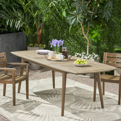 Outdoor Acacia Wood Expandable Dining Table, Gray