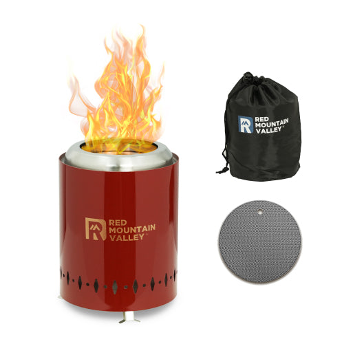 Smokeless Tabletop Fire Pit with Mat, Portable Mini Low Smoke Camping Stove,
