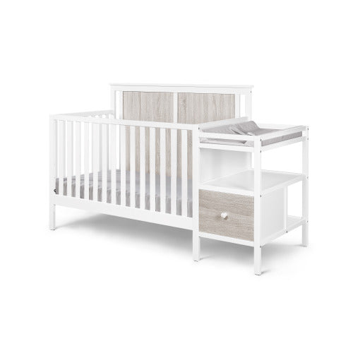 4-in-1 Crib and Changer Combo White/Rockport Gray