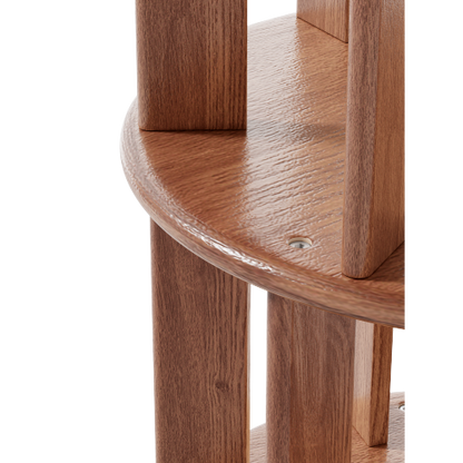 Solid Wood 360° Rotating 4-Tier Wheel Mobile Walnut Bookshelf