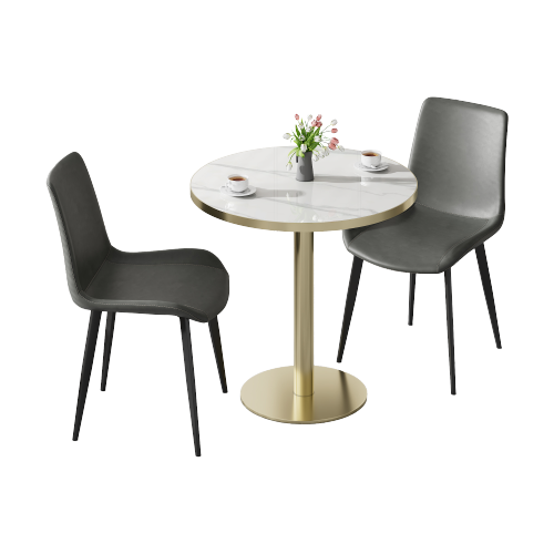 Round Modern Dinning Table 31.5 inches Bistro Table Tulip Table with Faux Marble top,Easy Assemble,Sturdy Metal Frame Diameter
