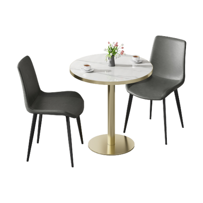 Round Modern Dinning Table 31.5 inches Bistro Table Tulip Table with Faux Marble top,Easy Assemble,Sturdy Metal Frame Diameter
