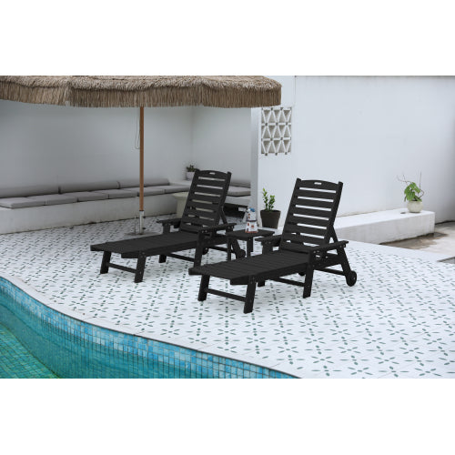 Lounge Chair with Side Table, 3-Piece Oversized Chaise Lounge Chair Set ,Black