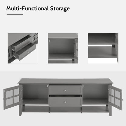 59.1 Inch Grey Modern Soft Close TV Stand Magnetic Suction Media Console Fits 60 Inch TV