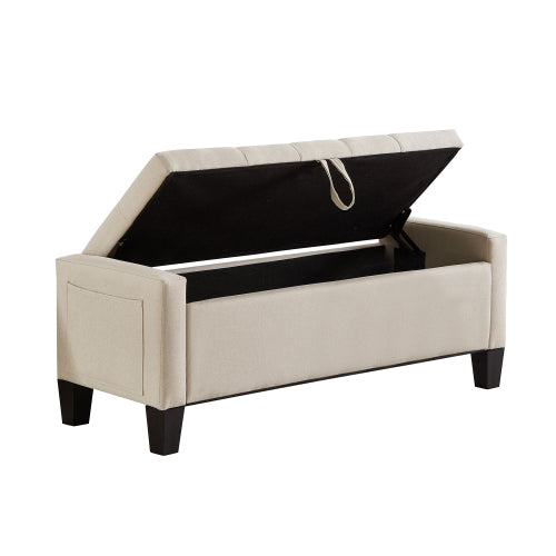 Ottoman with Storage, Storage Ottoman Bench with Safety Hinge 350 lbs Weight, Upholstered Entryway Bench with Seating for Bedroom, Living Room - Beige