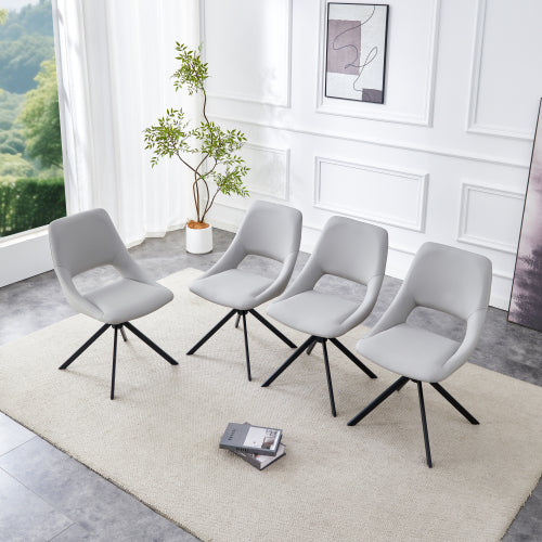 Swivel PU Leather Dining Chairs with Auto-Return, Set of 4, Light Gray