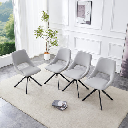 Swivel PU Leather Dining Chairs with Auto-Return, Set of 4, Light Gray