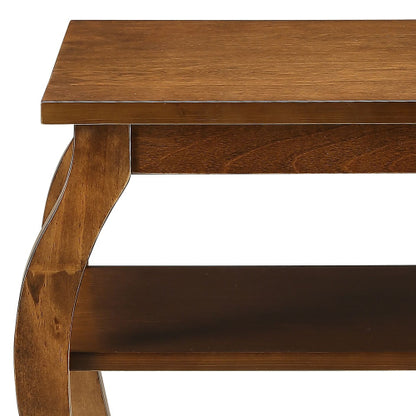 Walnut Square Accent Table 2 Tier Open Storage Cabriole Legs Design
