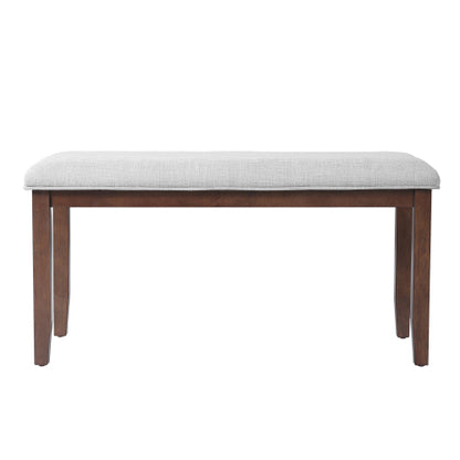 Upholstered Bench for Bedroom End of Bed,38-inch Entryway Bench for Living Room,Dining Bench with Padded Seat and Solid Wood Leg for Kitchen Bedroom,Indoor and Hallway (Bench, Beige+Cherry)