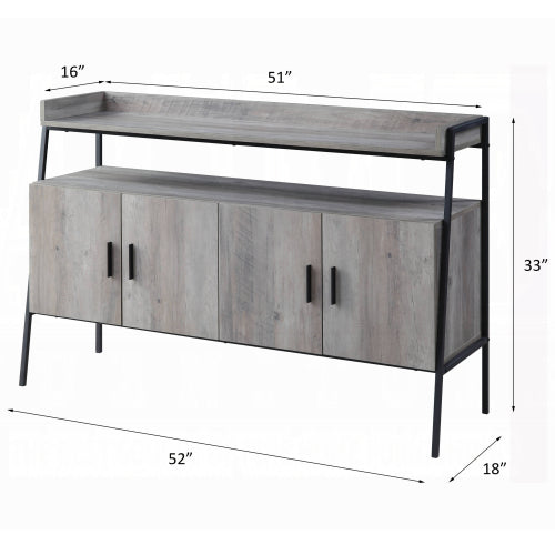Grey Oak & Black 52 Inch Industrial TV Stand with 4 Doors for 50 Inch TV