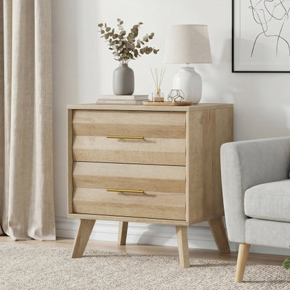 Oak 2-Drawer Medieval Modern Nightstand