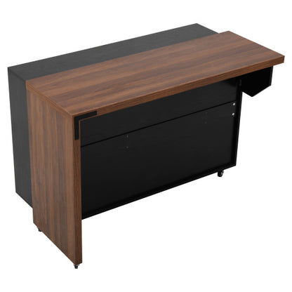 102 Inch Kitchen Island with Extendable Dining Table & Trash Storage Black