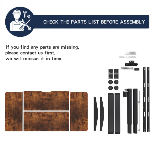 Electric Standing Desk Height Adjustable Desk for Home and Office Computer Table Gaming Desk Modern Luxiury Table 48" Rustic Brown Lift-up Desk