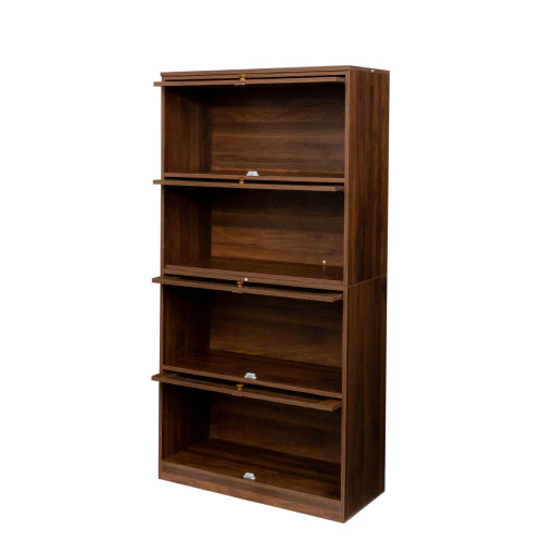 Contemporary Closed Back Glass Door Dustproof Wall Bookcase Cabinet