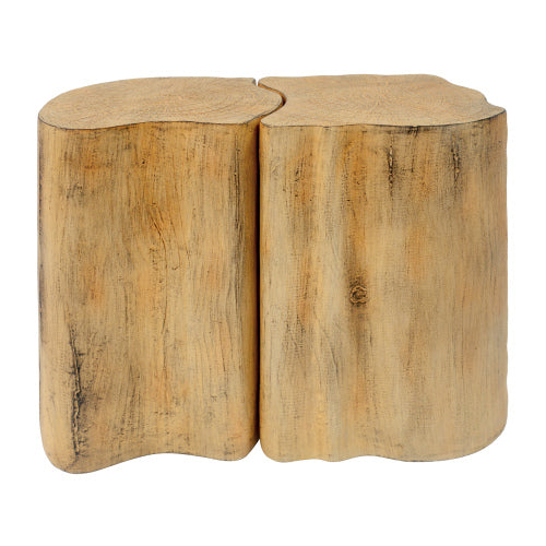 2-in-1 Irregular MGO End Table, Split Design, Small Space Friendly,Indoor Outdoor Use,Natural Color