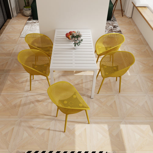 Holiday - 2-Pack Modern Lounge Chairs – Indoor/Outdoor All-Weather PP Plastic, Lightweight for Patio, Beach, Living Room (Earthy yellow)