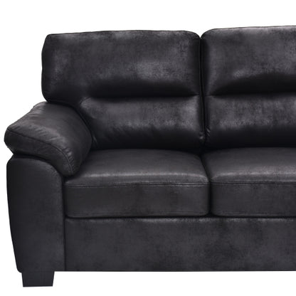 81 inch  Black 3-Seater Retro Foil-Fabric Sofa,Padded Armrests,Black Triangle Legs