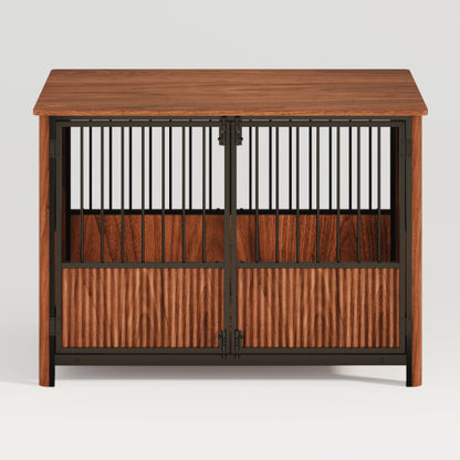 60.2inch Large Wooden Dog House with Porch Cabin Style Dog Crate with Asphalt Roof Nature