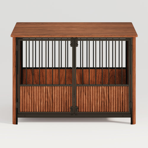 60.2inch Large Wooden Dog House with Porch Cabin Style Dog Crate with Asphalt Roof Nature