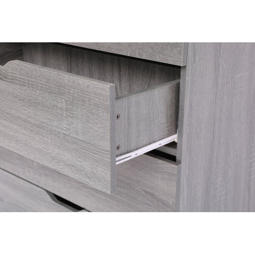 Gray 5-Drawer Dresser with Wheels – Modern Storage Cabinet