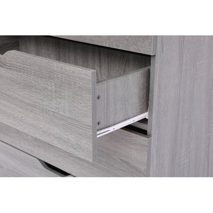 Gray 5-Drawer Dresser with Wheels – Modern Storage Cabinet