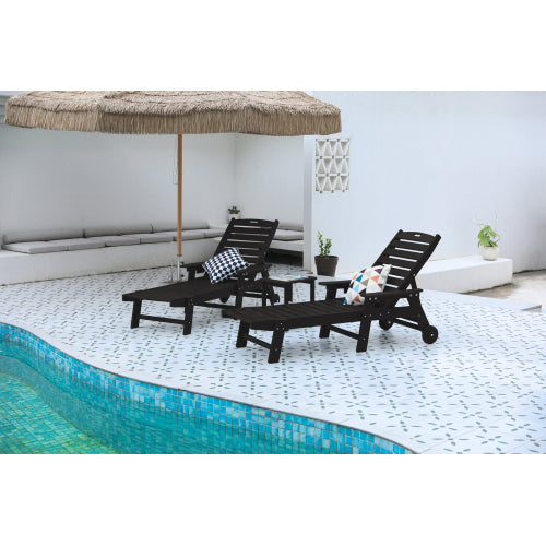 Lounge Chair with Side Table, 3-Piece Oversized Chaise Lounge Chair Set ,Black