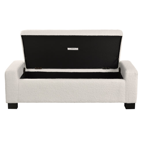 50inch  Ottoman Bench in Textured Fabric, Rectangular Design with Hinged Lid for Seating, Footrest, and Hidden Storage, Perfect for Living Room, Bedroom, or Entryway
