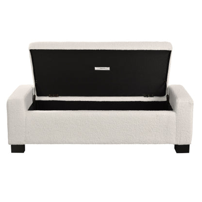 50inch  Ottoman Bench in Textured Fabric, Rectangular Design with Hinged Lid for Seating, Footrest, and Hidden Storage, Perfect for Living Room, Bedroom, or Entryway
