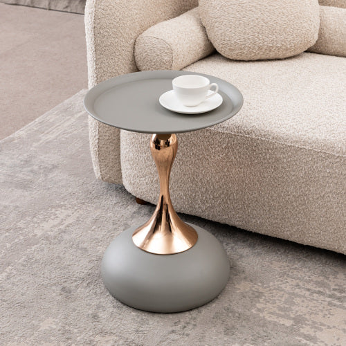 Mermaid Tail Base Round Side Table, Metal Pedestal
