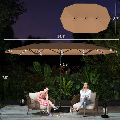 Double-Sided Parasol,Parasol Double-Sided Sun Umbrella with Base,Patio Parasol with LED Solar Lights