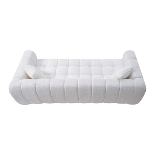 102.7 Inch Marshmallow Cloud Compressed 4-Seater Boucle Sofa with 2 Cushions for Living Room Apartment