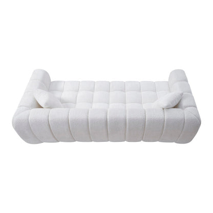 102.7 Inch Marshmallow Cloud Compressed 4-Seater Boucle Sofa with 2 Cushions for Living Room Apartment