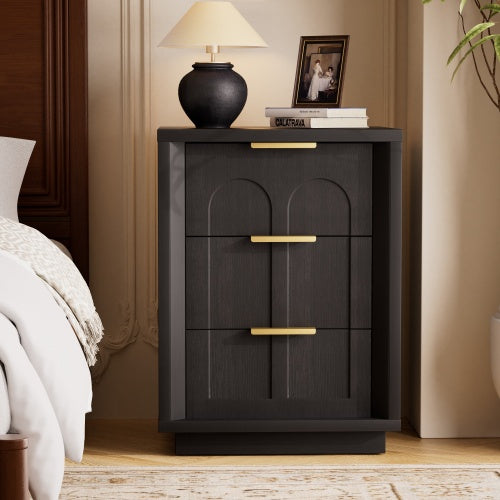 Black 3-Drawer 2-Pack Nightstands