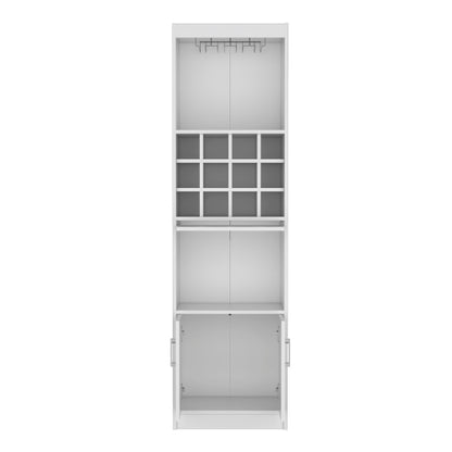Bar Cabinet 5-Tier, Wine Cabinet, Liquor Cabinet, 12 Bottle Cubbies, 5 Shelves, White